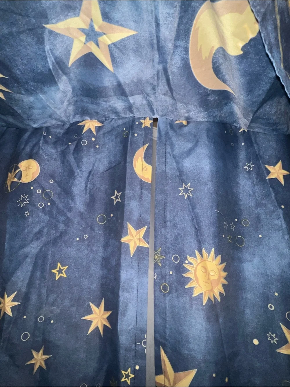Celestial Y2K Springs Sun Moon Star Cobalt Gold Split Shower Curtain Vintage 90s
